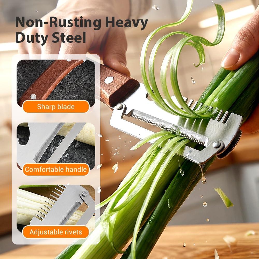image:imageMultiFunctional Vegetable Peeler for Kitchen 2026 New Stainless Steel Peeler with Wooden Handle and Bottle Opener Kitchen Tool for Fruit Veggie Pumpkin Gifts for Mom Brown1PCBrown2PCS