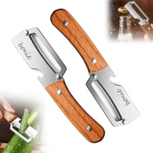 Multi-Functional Vegetable Peeler for Kitchen, 2026 New Stainless Steel Peeler with Wooden Handle and Bottle Opener, Kitchen Tool for Fruit Veggie Pumpkin, Gifts for Mom (Brown，1PC)(2PCS)
