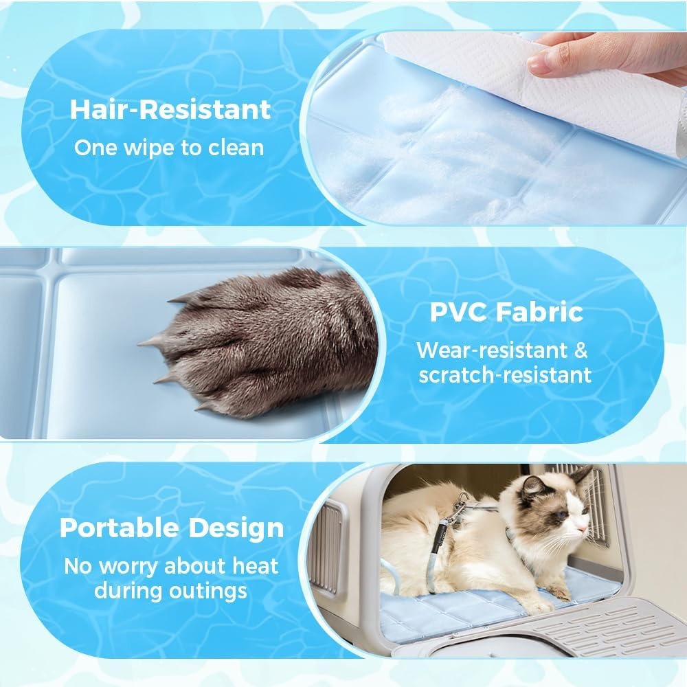 image:imageDog Cooling Mat Pad 2026 Upgraded Ice Silk SelfCooling Mat for Pets Reusable WaterFree Summer Cooling Mat for Dogs Cats Kennel Sofa Car Travel PressureActivated Cooling Mats Pink MediumGrey