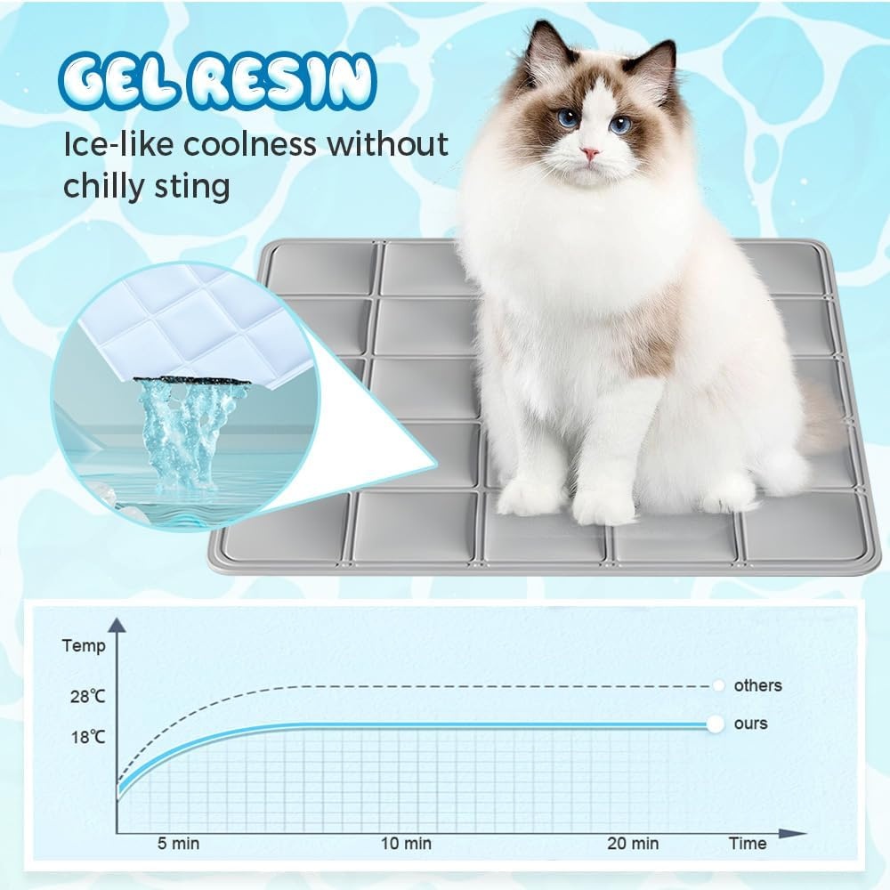 image:imageDog Cooling Mat Pad 2026 Upgraded Ice Silk SelfCooling Mat for Pets Reusable WaterFree Summer Cooling Mat for Dogs Cats Kennel Sofa Car Travel PressureActivated Cooling Mats Pink MediumGrey