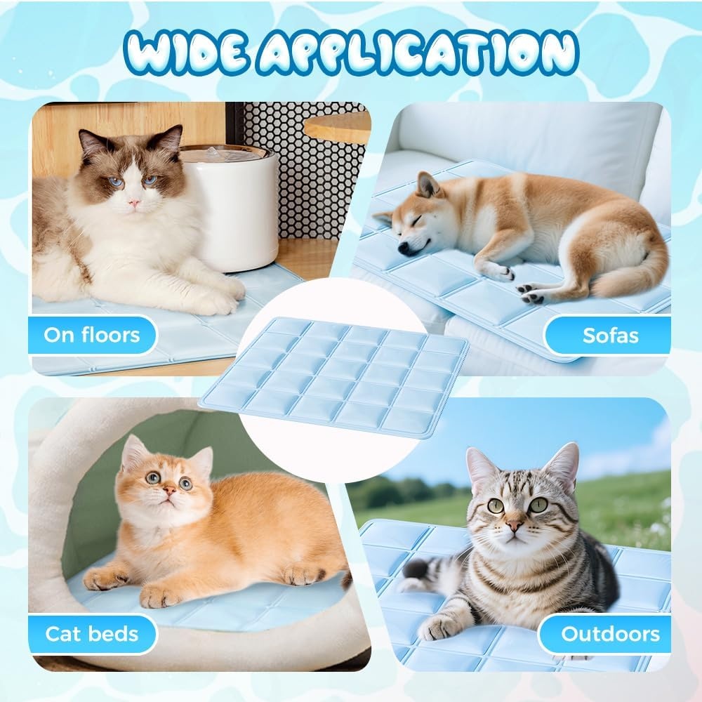 image:imageDog Cooling Mat Pad 2026 Upgraded Ice Silk SelfCooling Mat for Pets Reusable WaterFree Summer Cooling Mat for Dogs Cats Kennel Sofa Car Travel PressureActivated Cooling Mats Pink MediumGrey