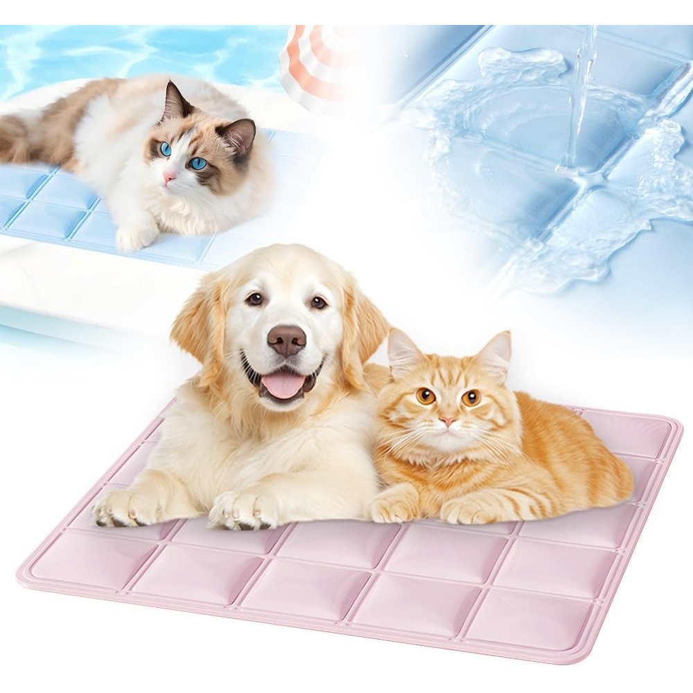 image:imageDog Cooling Mat Pad 2026 Upgraded Ice Silk SelfCooling Mat for Pets Reusable WaterFree Summer Cooling Mat for Dogs Cats Kennel Sofa Car Travel PressureActivated Cooling Mats Pink MediumPink