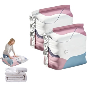 No-Pump Vacuum Storage, 2026 New Large Compression Bags for Blankets, Bedding, Comforters, Jumbo Clothes, Heavy-Duty Press & Seal, No Pump Needed (White, 2PCS, MIX)(White  2PCS)